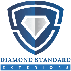 Diamond Standard Exteriors Logo with Diamond Shield Icon