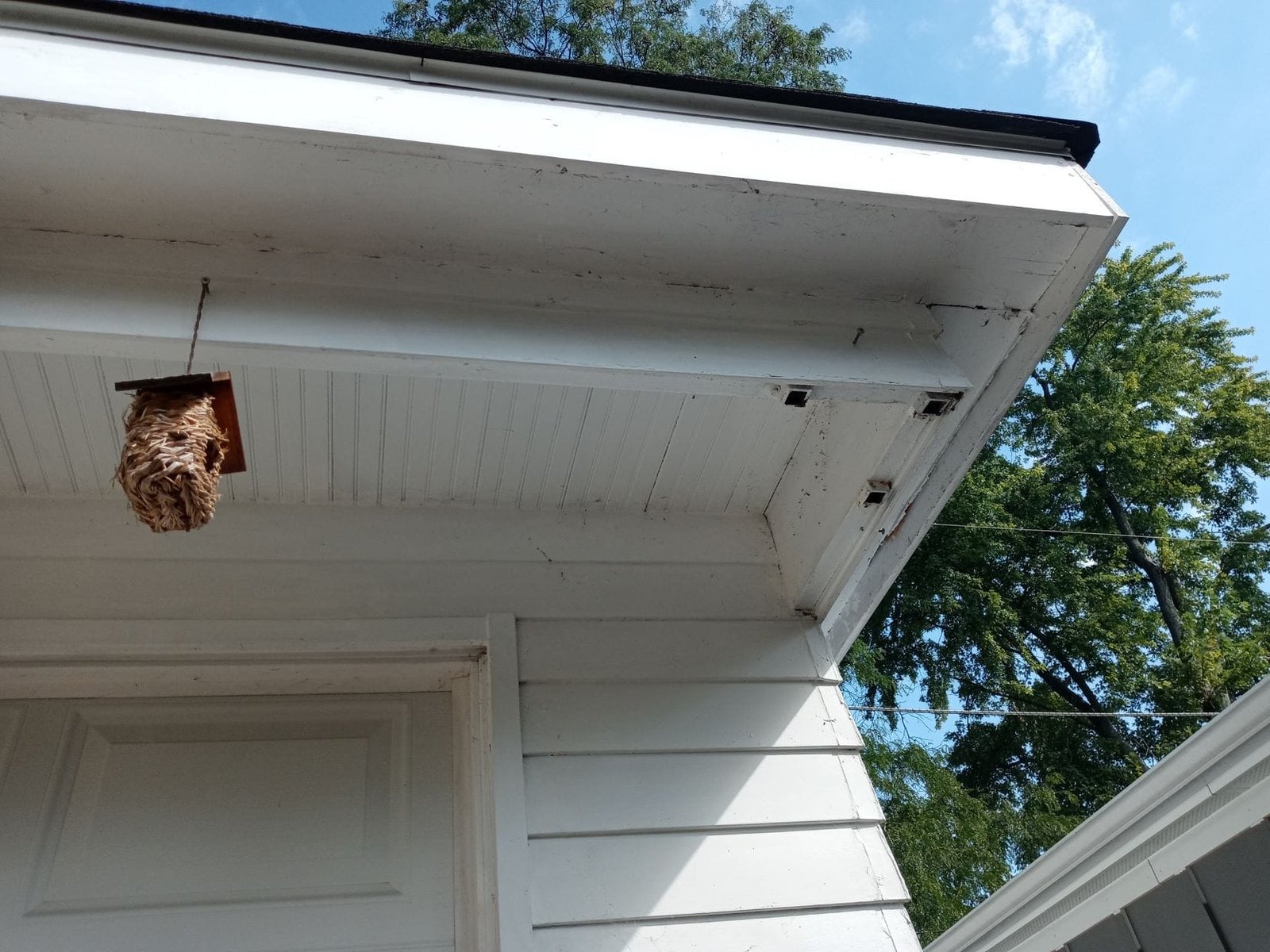 Before view of soffit and fascia replacement
