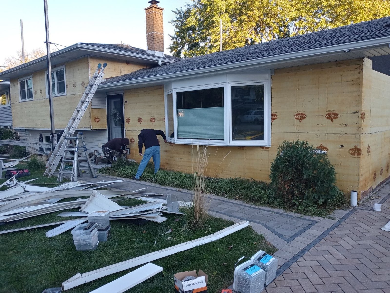 During siding and trim installation