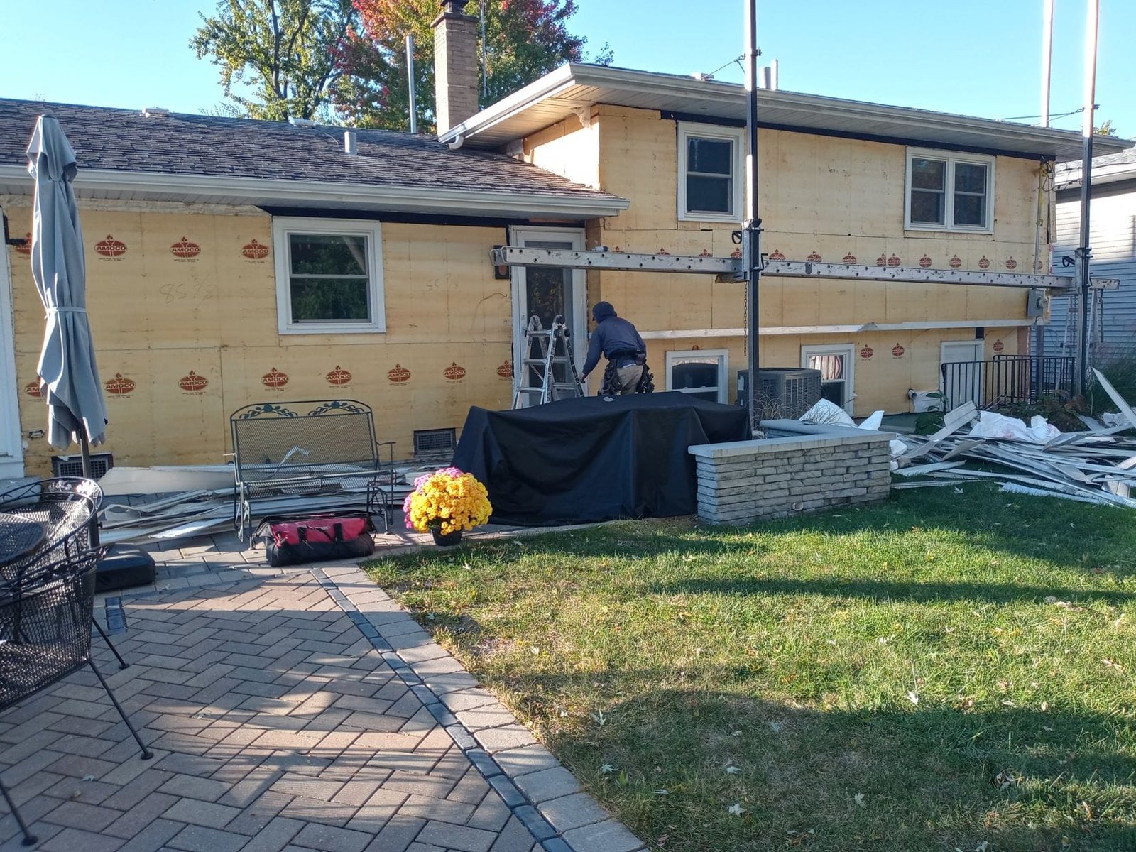 During siding and trim installation