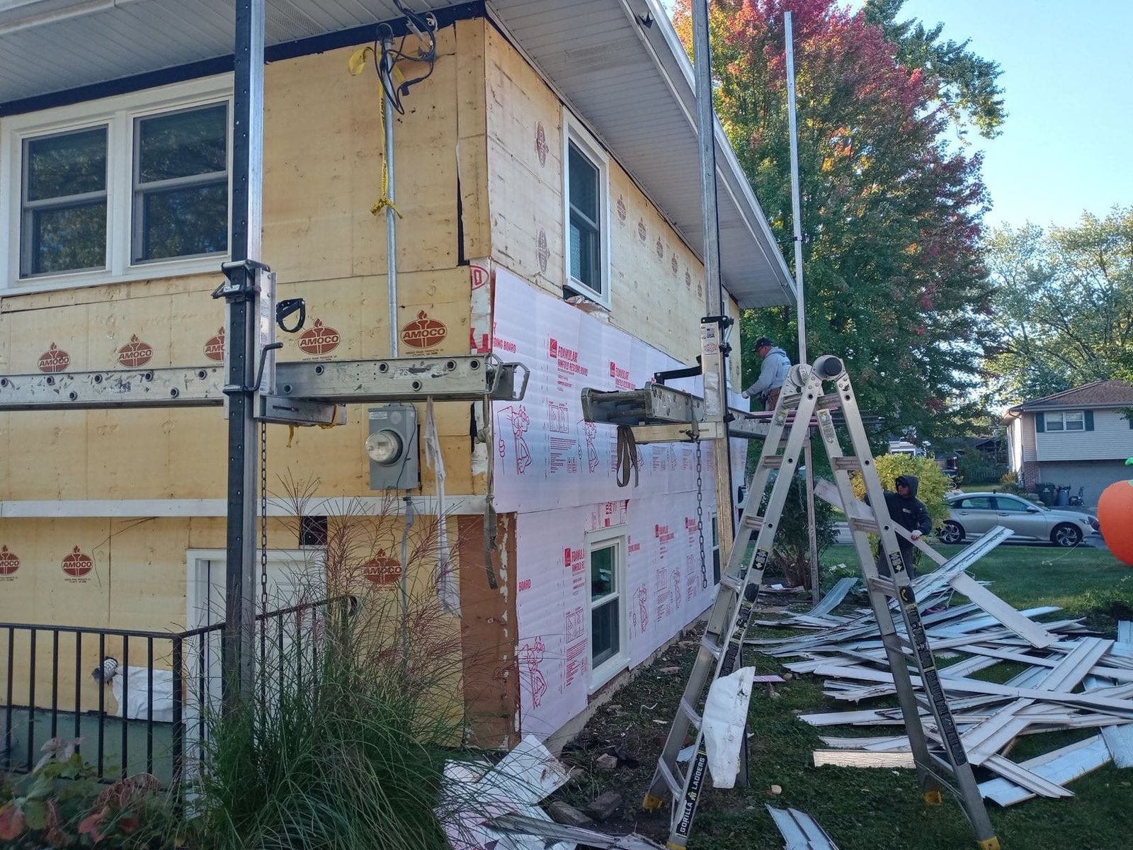 During siding and trim installation