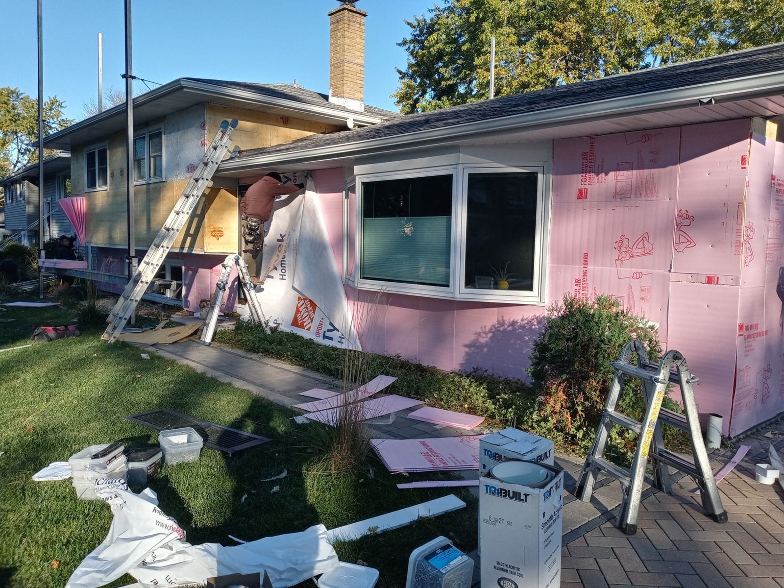 During siding and trim installation